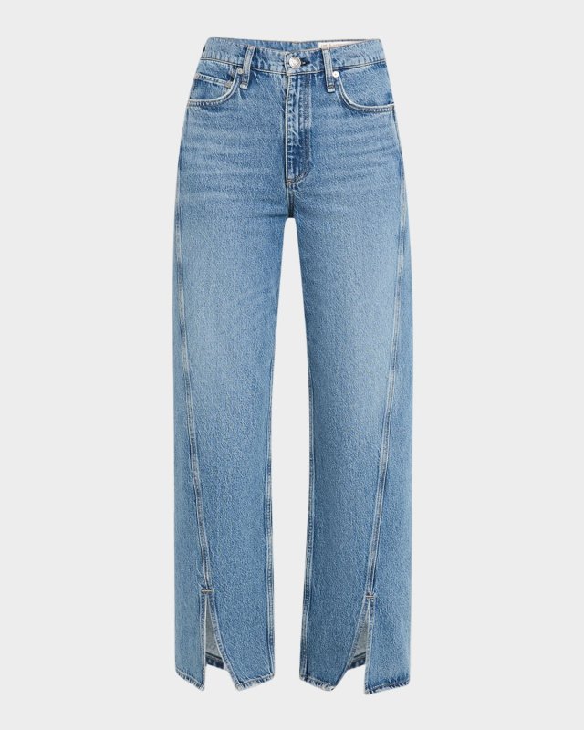 Shea High-Rise Straight Slit-Hem Jeans
